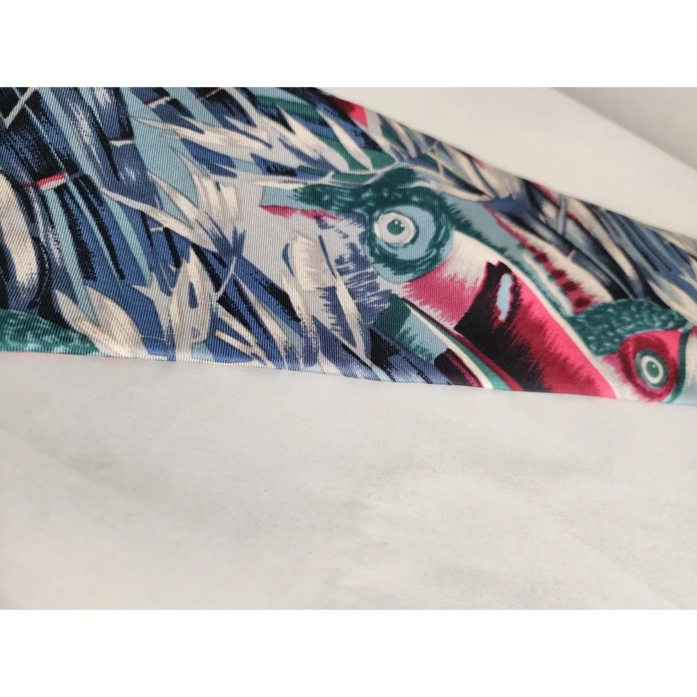 Royal Knight Mens Silk Tie Abstract Tropical Floral Blue Pink Teal Vintage Style